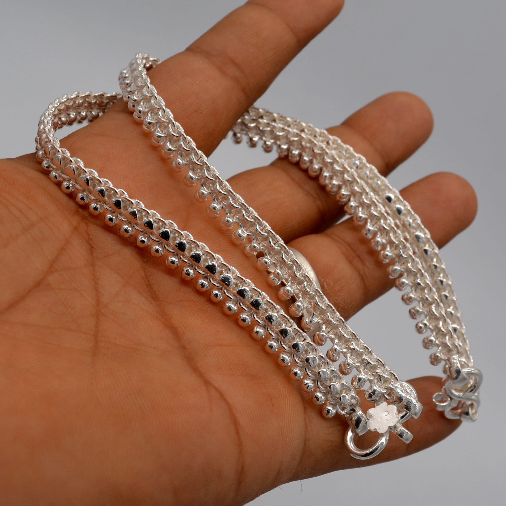 Silver Anklets for Girls Women Baby Girl Gifts Solid Chain Etsy