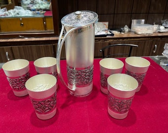 999 Pure Silver Water Jug, Jug set with glasses, The Silver jug and glass is a perfect way to keep your water pure and healthy.