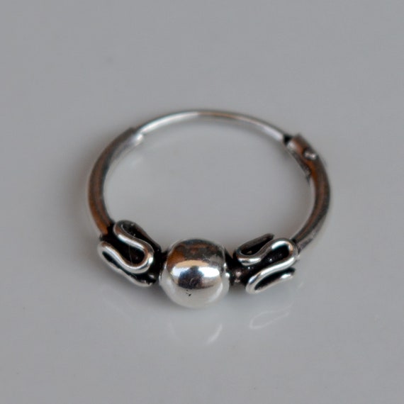 925 Sterling Silver Tribal Bead Nose Hoop Ring 925 Sterling Silver Tribal Bead Nose Hoop Ring