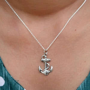 Sterling Silver Anchor Pendant Necklace - Nautical Jewelry