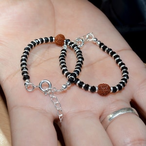 925 Sterling silver anklets Traditiona  Rudraksha for Baby Protection Baby Nazariya Kids Silver Bracelet , baby protection nazariya anklets
