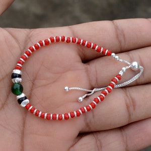 Christmas Gifts 925 Traditional Silver & Orange Crystals Silver Bracelet Pure 92.5 Sterling Silver - One Bracelet