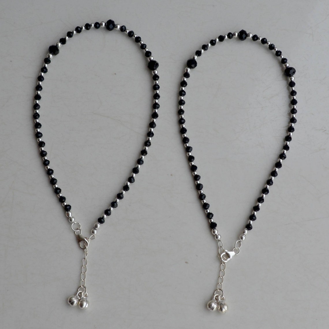 Black Beads 925 Sterling Silver Anklets for Women And Girls Etsy
