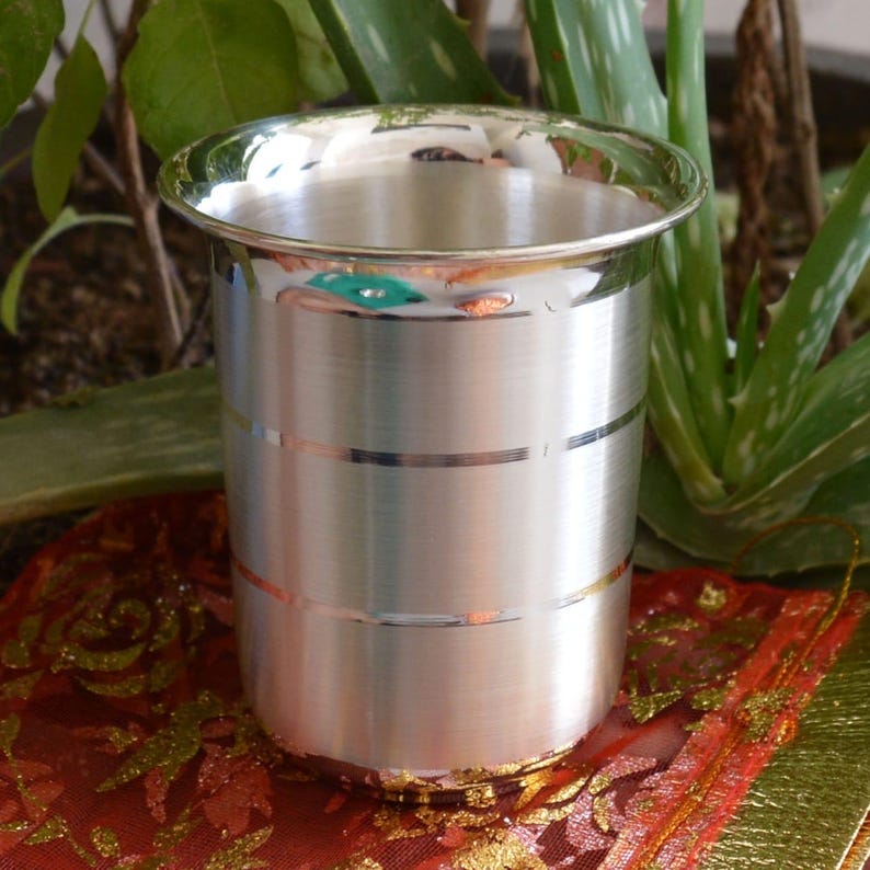 Vaso de agua/leche hecho a mano de plata fina 999 pura, frasco de plata, taza de plata para bebés y niños, utensilios para mantenerse saludables imagen 8