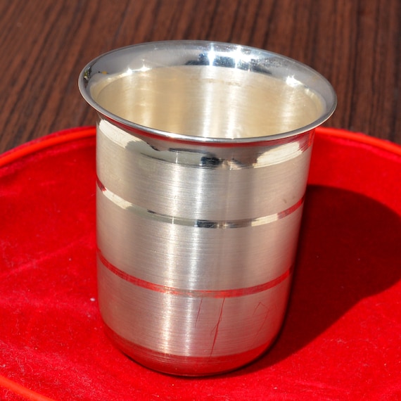 999 Pure Fine Silver handmade water/milk Glass tumbler, silver flask, baby kids silver cup utensils for stay health