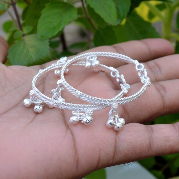 Sterling Silver Rajasthani Anklets with bell dangle Sterling Silver Rajasthani Anklets with bell dangle