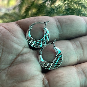 925 Sterling Silver Bali Hoop Earrings, Bali hoops, Hoop Earrings, 15mm Hoops, Silver Hoop Earrings, Tribal Hoops, Boho hoops