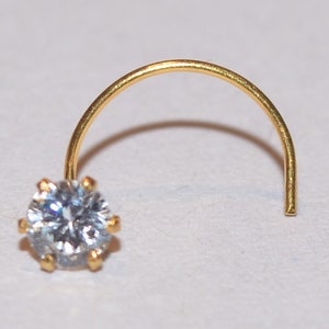12k Gold Nose Stud: 3mm Stone Nose Ring