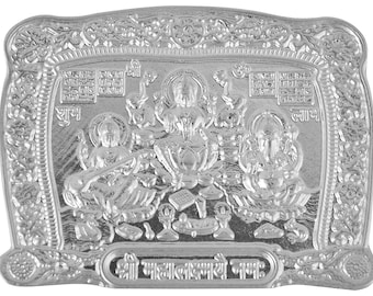 Etsy Gifts Silver Panna Laxmi ji Ganesh ji Saraswati ji, Silver Mahalaxmi Panna, Pure Silver  Saraswati Laxmi Ganesh Saraswati Yantra