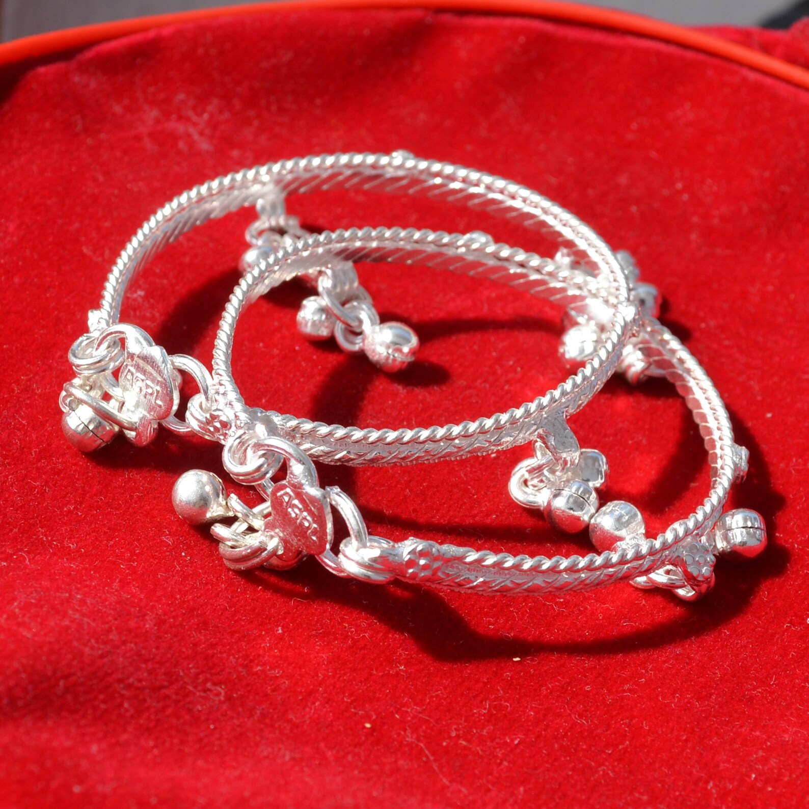 Baby Silver anklet bracelet with amazing noisy jingle bells Etsy