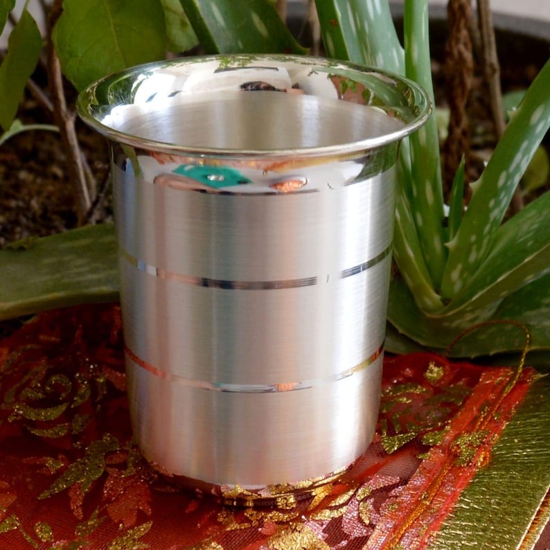 Vaso de agua/leche hecho a mano de plata fina 999 pura, frasco de plata, taza de plata para bebés y niños, utensilios para mantenerse saludables imagen 10