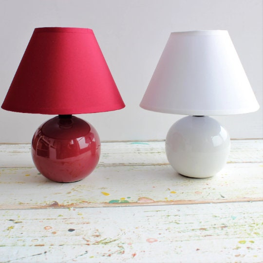 Ceramic Table Lamp Small Office Desk Lamp Mini Bordeaux Red or Etsy