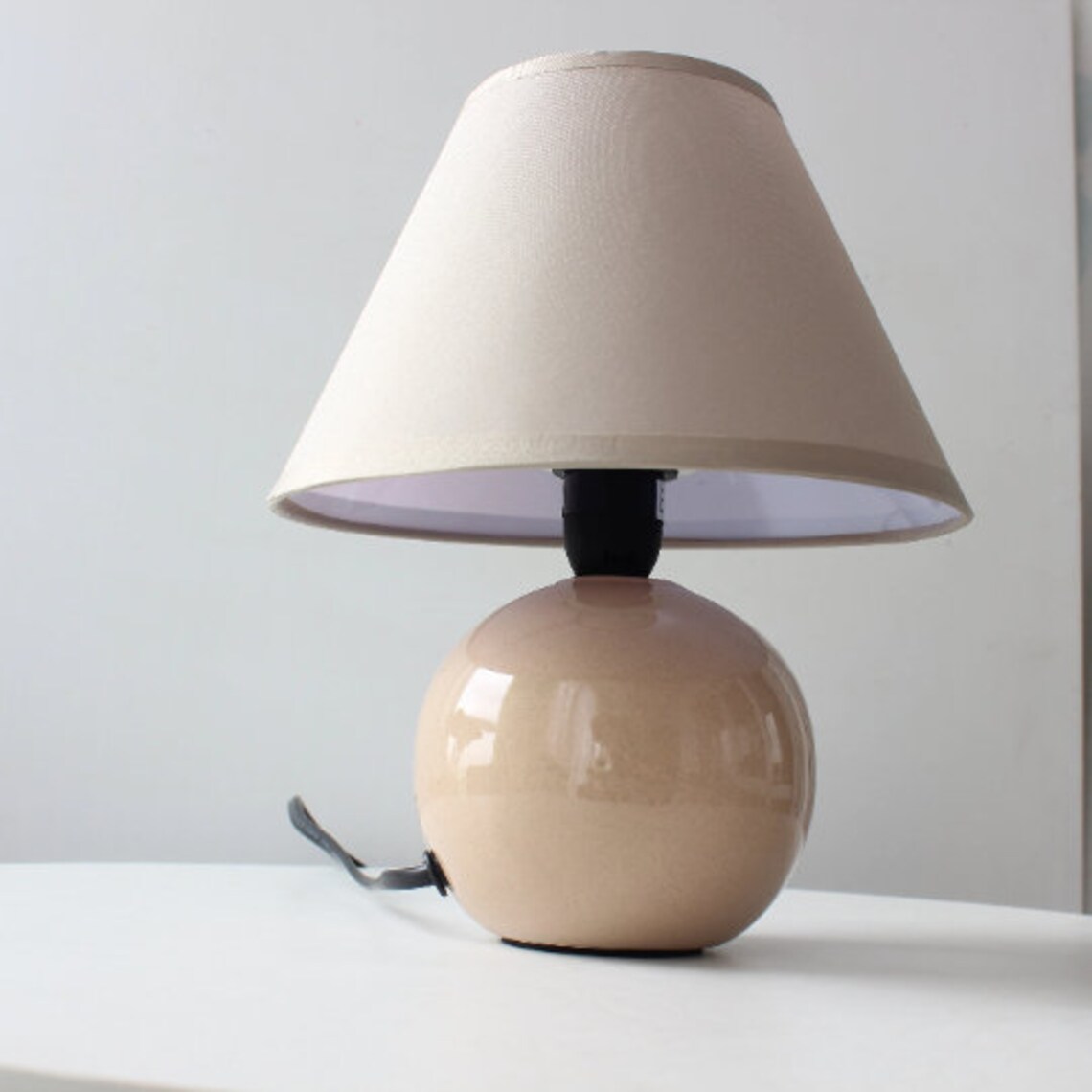 Ceramic Table Lamp Small Office Desk Lamp Mini Beige Night Etsy