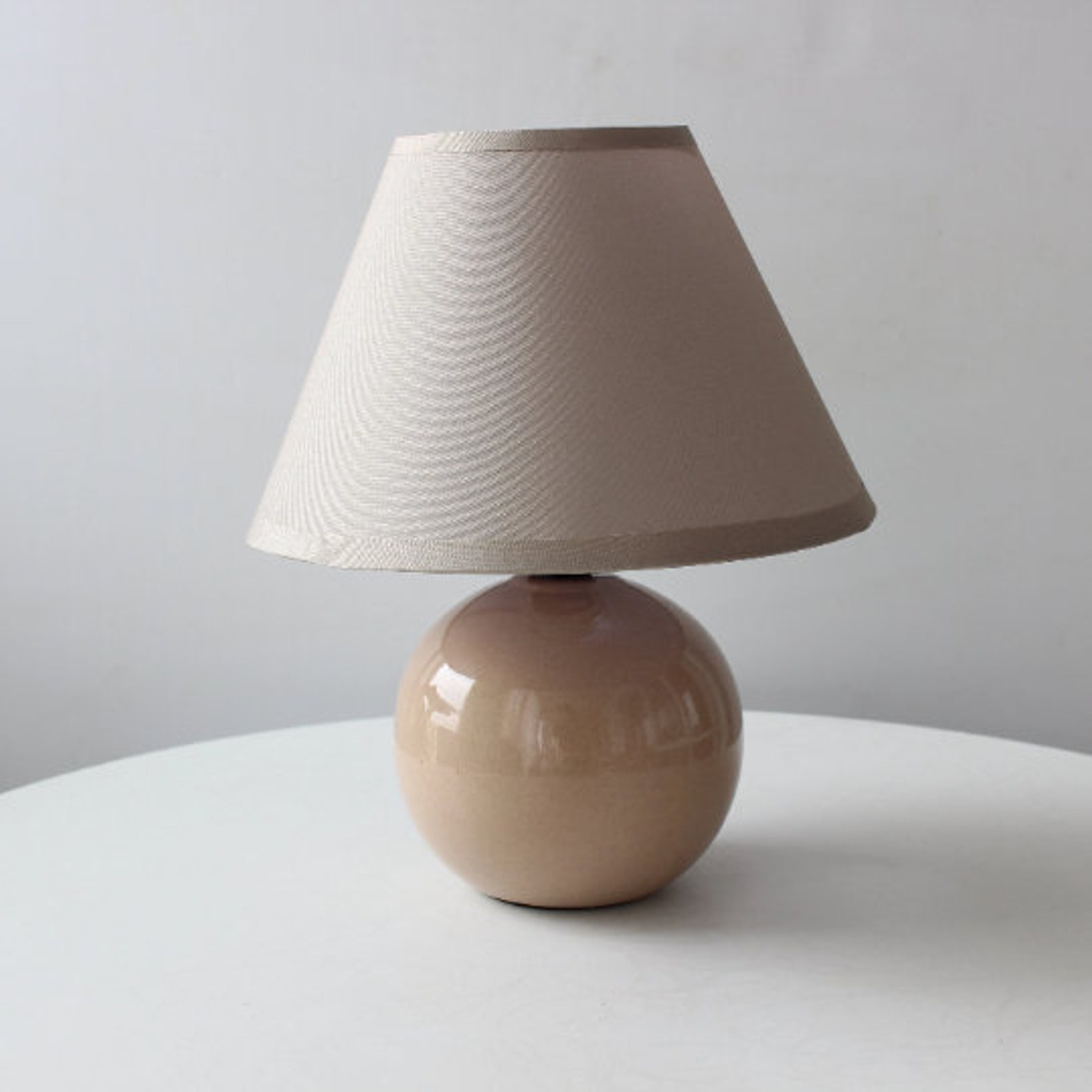 Ceramic Table Lamp Small Office Desk Lamp Mini Beige Night Etsy