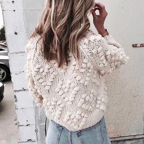 Handmade Dreamy Pompom Cardigan Heart Shaped Any Color - Etsy