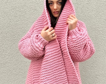 Oversized Wool hand knitted sweater - Chunky Dreams - WITH scarf