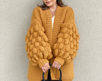 Super chunky pom pom cardigan