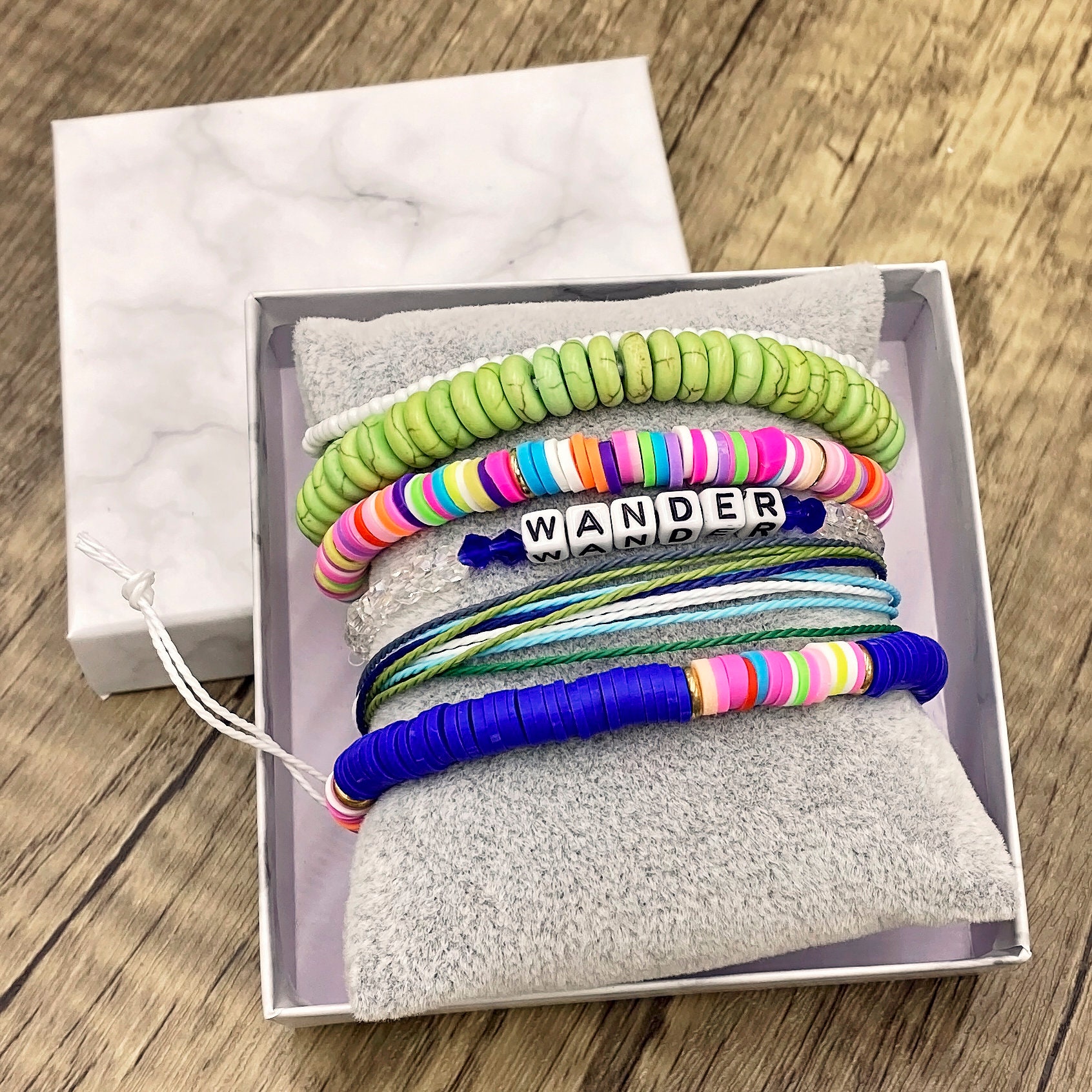 Wander Giving Chains 6 Stretch Bracelets Set Etsy