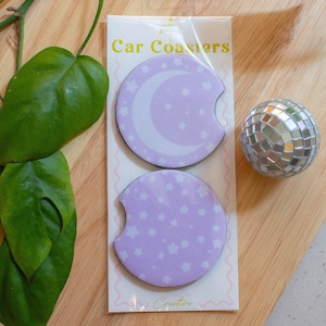 Lavender Twilight Car Coaster | Cute Car Coaster | Neoprene Coaster | Set of 2 Car Coasters | Cute Car Accessories