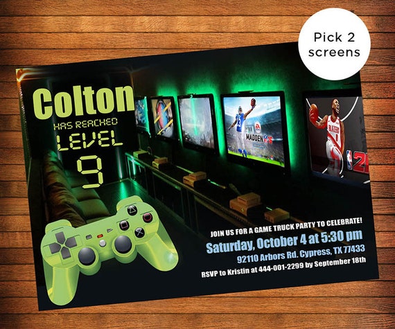 Video Game Truck Birthday Invitation: Gamer Party, Level up