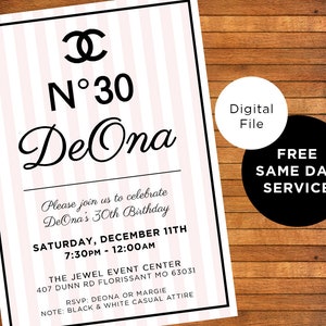 Paris Fashion Birthday Invitation | Luxe Designer Party Invite | Coco Designer Birthday | Perfume Party