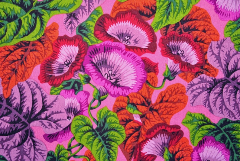 Philip Jacobs Turmpet Flowers PJ02 Red OOP Early Estremely Rare Quilt Kaffe Fassett Collective