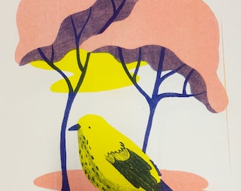 Goldfinch Riso Print
