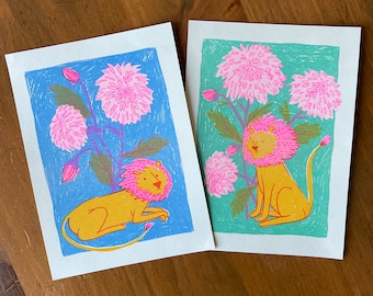 Dandy Lions Riso Print