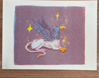 Griffin risograph print