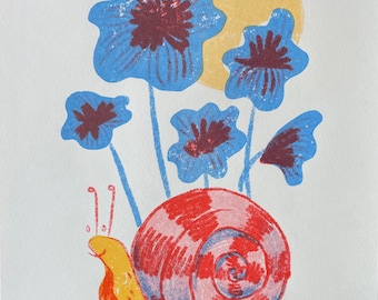 Primary Snail Riso Print