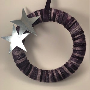 Varying Purple Shades Door Sign/Wreath With Metal Star Accent