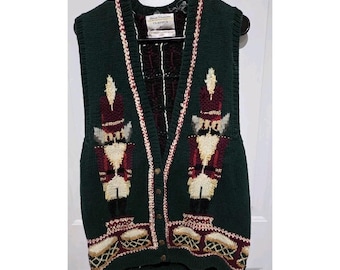 Marisa Christina Classics 1995 Christmas Collection Nutcracker Knit Vest Women L