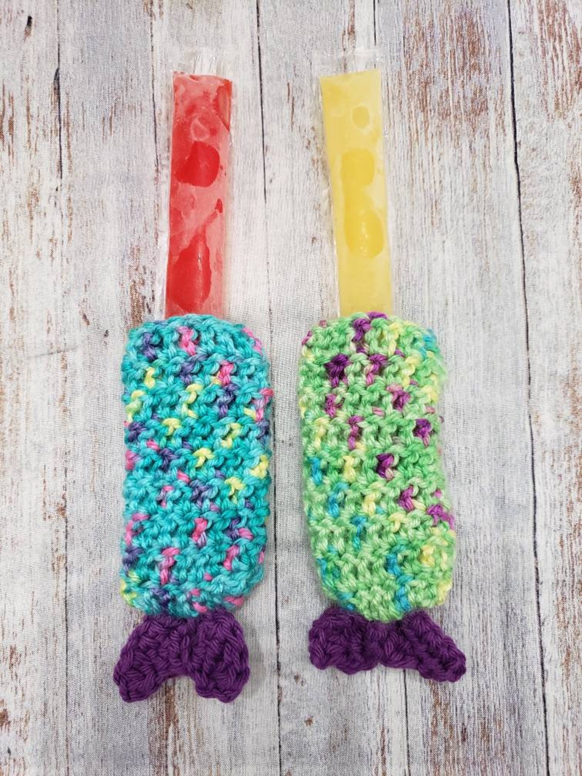 Mermaid crochet popsicle holders set of 2 Etsy