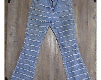 Vince Blue Y2K Fray Layer Flare Bootcut Denim Light Wash Blue Jeans Junior Sz 11