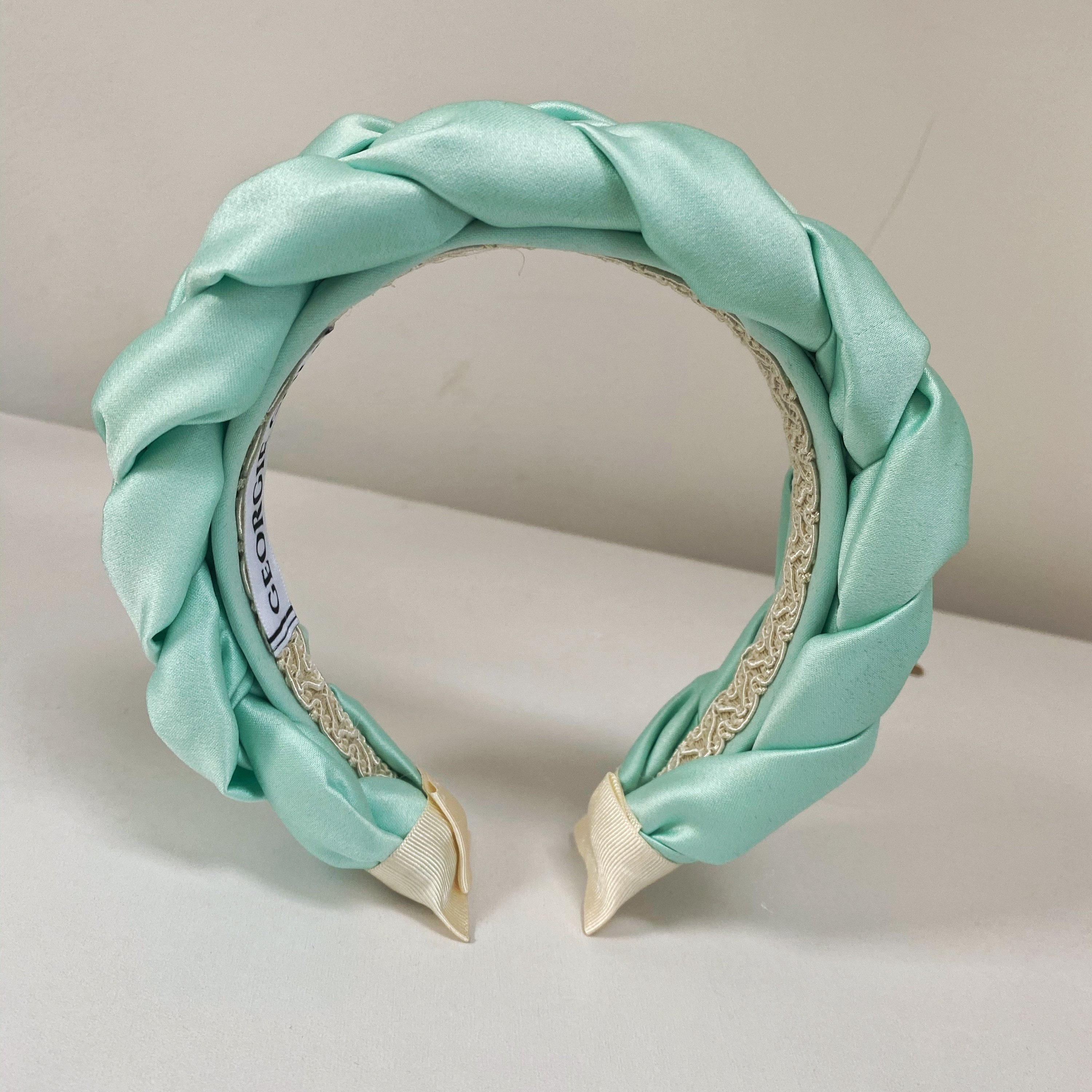 Turquoise Duchess Satin Braided Headband Aqua Blue Plaited Etsy