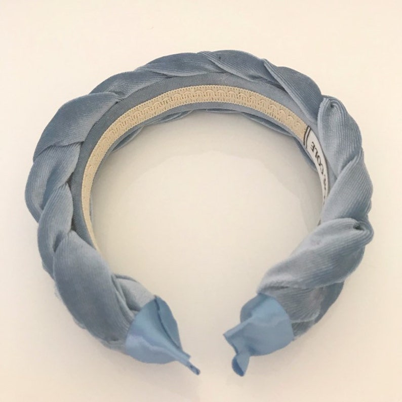 Velvet Baby Blue Braided Headband Blue Velvet Headband Etsy