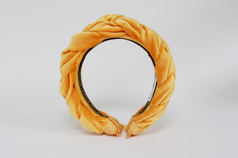 Yellow Gold Velvet Headband Gold Braided Headband Ladies image 3