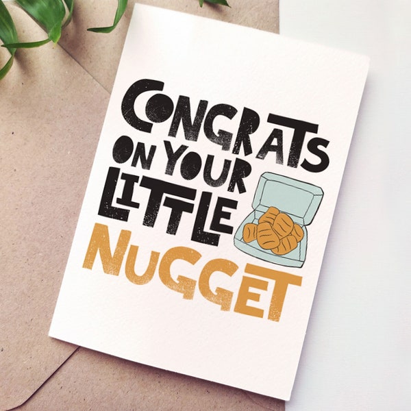 Congrats on Your Little Nugget Baby Shower Card | Funny Chicken Nugget New Baby Card, Baby Congratulations | Printable Digital Download Card