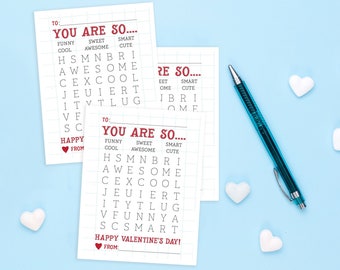 Cute Word Search Printable Valentine | Kids Printable Valentine | Teacher Printable Digital Download Valentine