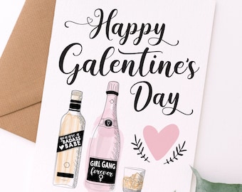 Wine Happy Galentine's Day | Friend Valentine's Day Card | Funny Valentine's Day Card | Printable Digital Download