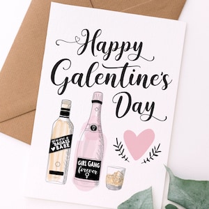 Wein glücklichen Galentinstag | Freund-Valentinstag-Karte | Lustige Valentinstag Karte | Druckbare digitale Datei
