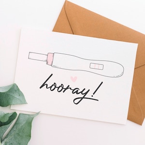 Hoera zwangerschapstestkaart | Nieuwe babykaart, gefeliciteerd babykaart | Afdrukbare digitale download babyshowerkaart