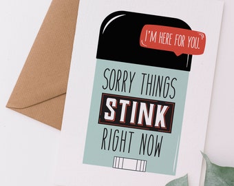 Sorry Things Stink Sympathy Card | Sorry, Divorce, Supportive Card | Printable Digital Download