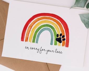 Rainbow Bridge Pet Sympathy Card | Paw Print Pet Loss Card | condolences card, sorry card  | Instant Download Greeting Card