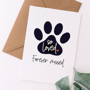Tellement aimé. carte de sympathie pour l'animal de compagnie | carte de visite personnalisée pour animal de compagnie | carte de condoléances, désolé | Carte de voeux à téléchargement immédiat
