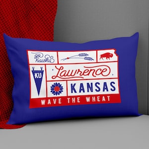 Lawrence Kansas Throw Pillows | Kansas University Pillow | KU Throw Pillow 14x20&quot;