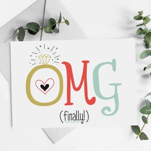 OMG Finally Engagement Card | Wedding Postponement Card | Delayed Wedding Card for Couple | Printable Digital Download