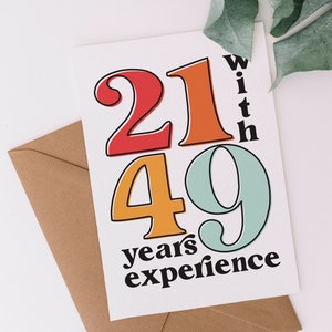 21 Com 49 Anos de Experiência Cartão de 70º Aniversário | Cartão Engraçado de 70º Aniversário | Cartão para Imprimir Download Instantâneo
