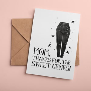 Gracias por los dulces genes Tarjeta del Día de la Madre / Tarjeta divertida del Día de la Madre / Tarjeta imprimible con descarga digital
