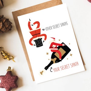 Cartão Engraçado de Papai Noel Secreto para Imprimir | Outros Papais Noéis Secretos Seu Papai Noel Secreto | Cartão Digital para Imprimir